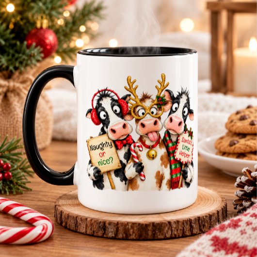 Lustige Weihnachtskuh Tasse