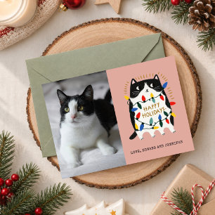 Lustige Weihnachtslichter für Katzen mit personali Karte