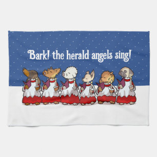 Lustige Weihnachtslieder singende Hunde Weihnachte Geschirrtuch
