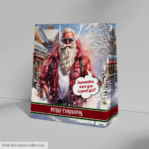 Lustige Weihnachtsmann-Geschenktüten im Feiertagss Mittlere Geschenktüte