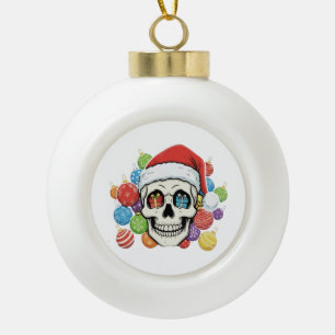 Lustige Weihnachtsmann-Totenkopf-Gotische Weihnach Keramik Kugel-Ornament