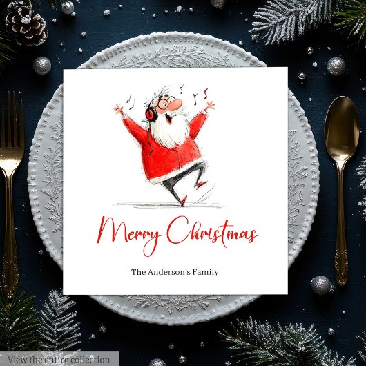 Lustige Weihnachtsmann-Wasserfarbe-Feierparty-Serv Serviette