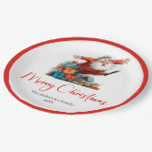 Lustige Weihnachtsmann-Wasserfarbe-Weihnachts-Dinn Pappteller (Schrägansicht)