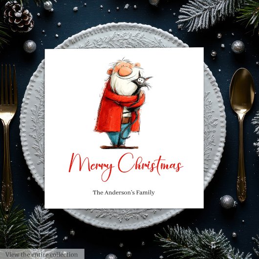 Lustige Weihnachtsmann-Wasserfarben-Feierabend-Coc Serviette