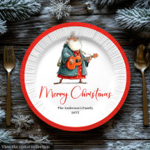 Lustige Weihnachtsmann-Wasserfarben-Weihnachtsplat
