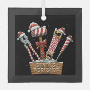 Lustige Weihnachtsmann-Werkstatt-Zuckerhut-Handwer Ornament Aus Glas