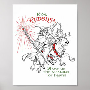 Lustige Weihnachtsmann-Zauberfahrt Rudolph zeigt u Poster