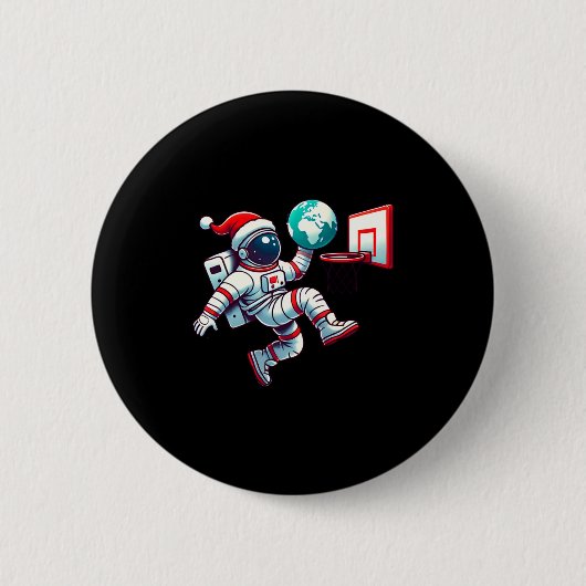 Lustige Weihnachtsmannmütze Astronaut Earth Dunkin Button (Vorderseite)