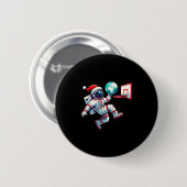 Lustige Weihnachtsmannmütze Astronaut Earth Dunkin Button (Vorne & Hinten)