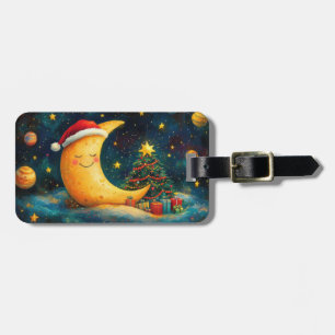 Lustige Weihnachtsmond-Galaxie-Feier Gepäckanhänger