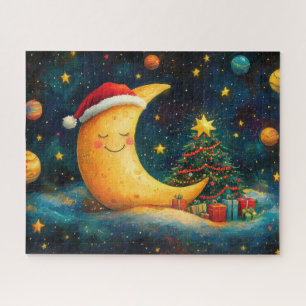 Lustige Weihnachtsmond-Galaxie-Feier Puzzle