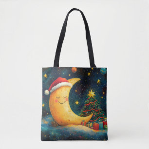 Lustige Weihnachtsmond-Galaxie-Feier Tasche