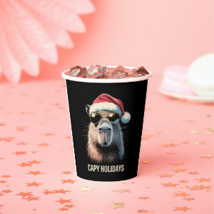 Lustige Weihnachtsmütze Capy Feiertage Xmas Capyba Pappbecher