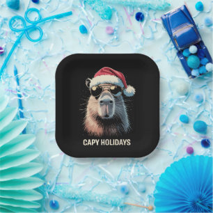 Lustige Weihnachtsmütze Capy Feiertage Xmas Capyba Pappteller