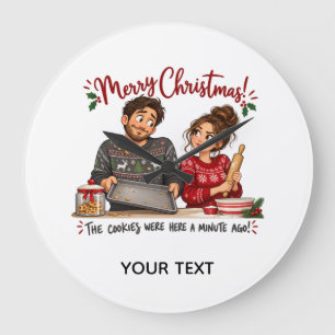 Lustige Weihnachtsplätzchen personalisierte Karte Große Wanduhr