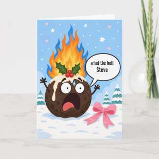 Lustige Weihnachtspudding-Personalisierte Karte