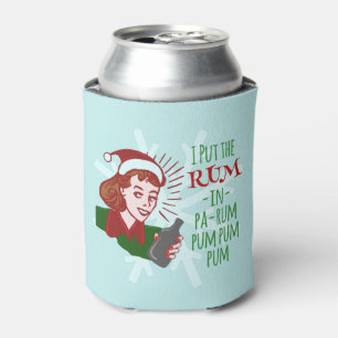 Lustige WeihnachtsRetro Rum-Frauen-trinkender Dosenkühler