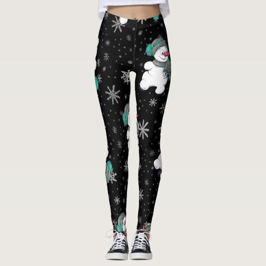 Lustige WeihnachtsSchneemann-Muster-Gamaschen Leggings (Vorderseite)
