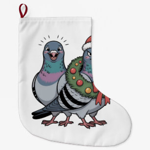 Lustige Weihnachtstauben Feiertagsvögel  Großer Weihnachtsstrumpf