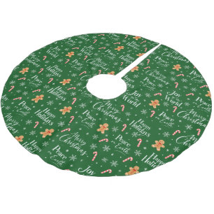Lustige Weihnachtstitel mit Gingerbread-Männern Polyester Weihnachtsbaumdecke