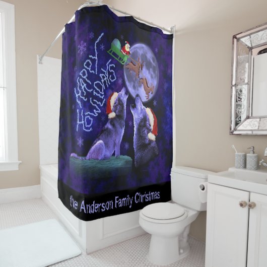 Lustige Weihnachtswölfe glückliche Howlidays | Duschvorhang (Beispiel)