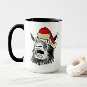 Lustige Weihnachtszeichnung einer schreienden Zieg Tasse