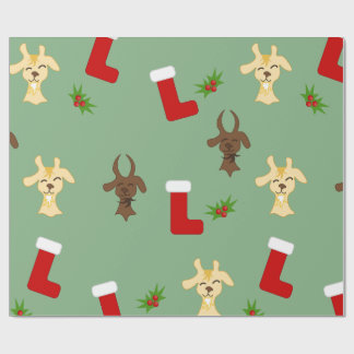 Lustige Weihnachtsziegen mit Strümpfen und Mistelz Geschenkpapier