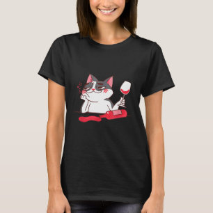 Lustige Wein Katze Katze Weinliebhaber T-Shirt