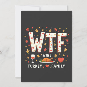 Lustige Wein Truthahn Familie Erntedankfest Feiertagskarte