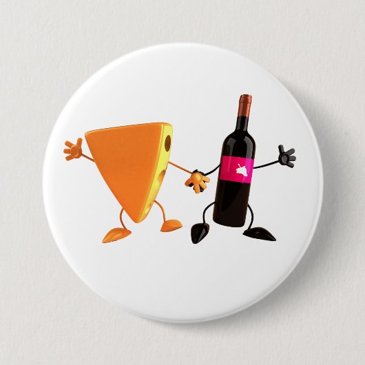 Lustige Wein- und Käseparty Button (Vorderseite)
