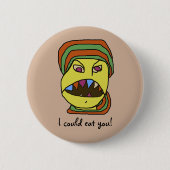 Lustige WEIRDOS hungriger Cartoon Button (Vorderseite)