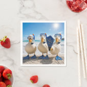 Lustige weiße Enten mit Schnorchelausrüstung Serviette (Beispiel)