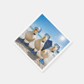 Lustige weiße Enten mit Schnorchelausrüstung Serviette (Ecke)