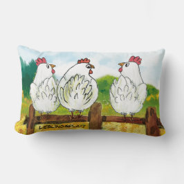 Lustige weiße Hühner - handgemalt | Kissen