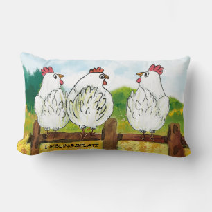 Lustige weiße Hühner - handgemalt   Kissen