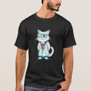 Lustige weiße Katze im Labor für Wissenschaftsfreu T-Shirt