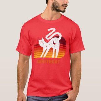 lustige weiße Katze Retro Vintage Junge T-Shirt