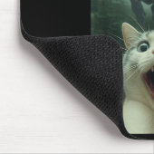 Lustige weiße Katze Selfie mit T-Rex Dinosaurier, Mousepad (Ecke)