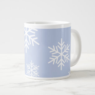 Lustige weiße Schneeflocken hell violettblauer Hin Jumbo-Tasse