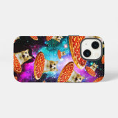 Lustige Weltraumpizza-Katze iPhone Hülle (Rückseite (Horizontal))