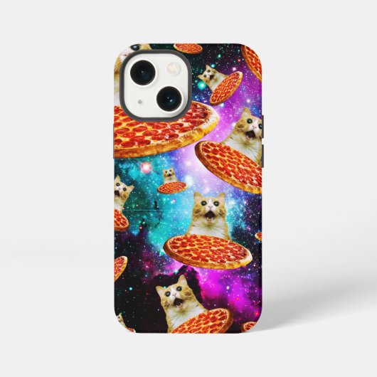 Lustige Weltraumpizza-Katze iPhone Hülle (Rückseite)