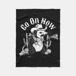 Lustige westliche Opossum geh auf git Cowboy Possu Fleecedecke