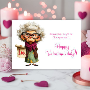Lustige Whimsische Dame bringt Charme Valentinstag Feiertagskarte