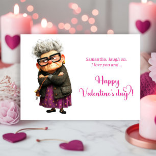 Lustige Whimsische Mürrische Damen Valentinstagska Feiertagskarte