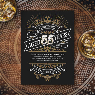 Lustige Whiskey-Einladung zum 55. Geburtstag für M Einladung