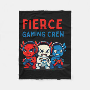 Lustige wilde Axolotl-Gaming-Crew Rot Weiß Blau Ga Fleecedecke