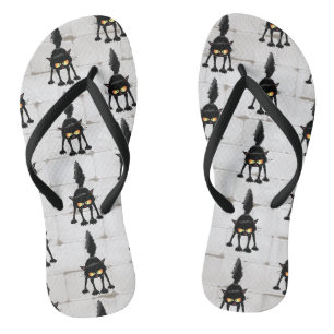 Lustige wilde schwarze Katze Cartoon Badesandalen