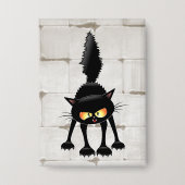 Lustige wilde schwarze Katze Cartoon Button (Vorderseite)