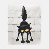 Lustige wilde schwarze Katze Cartoon  Fleecedecke (Vorderseite)