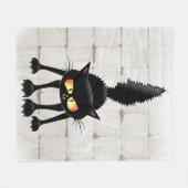 Lustige wilde schwarze Katze Cartoon  Fleecedecke (Vorderseite (Horizontal))